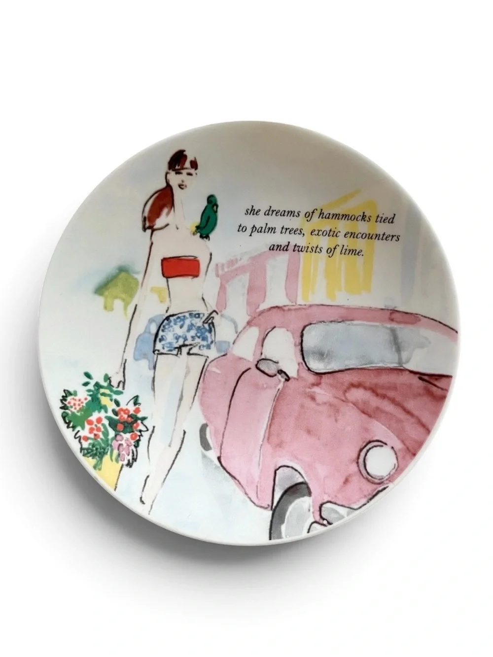 RARE Set of 6 Kate Spade New York Make Headlines Charm Magazine Tidbit Plates